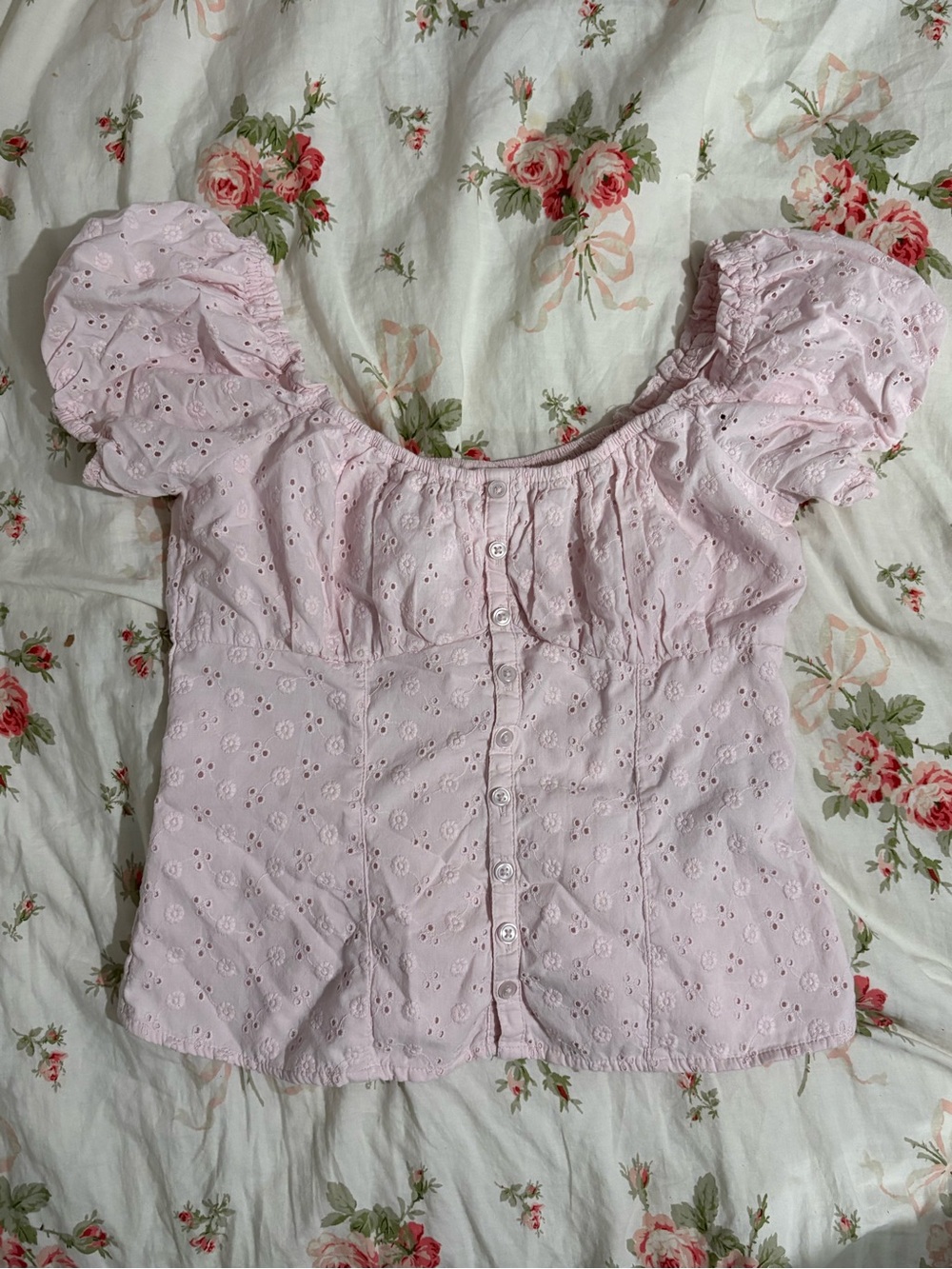 Hollister Baby Pink Puff-Sleeve Top